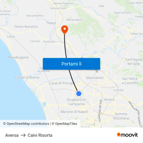 Aversa to Calvi Risorta map