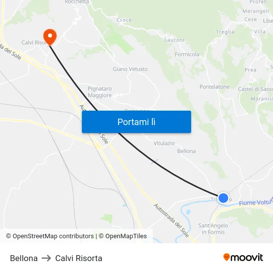 Bellona to Calvi Risorta map