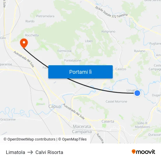 Limatola to Calvi Risorta map