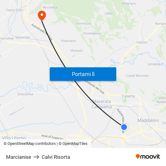 Marcianise to Calvi Risorta map