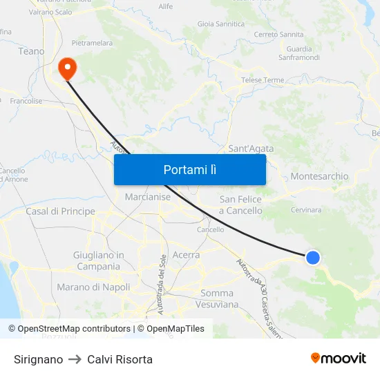 Sirignano to Calvi Risorta map