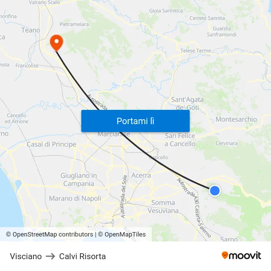 Visciano to Calvi Risorta map