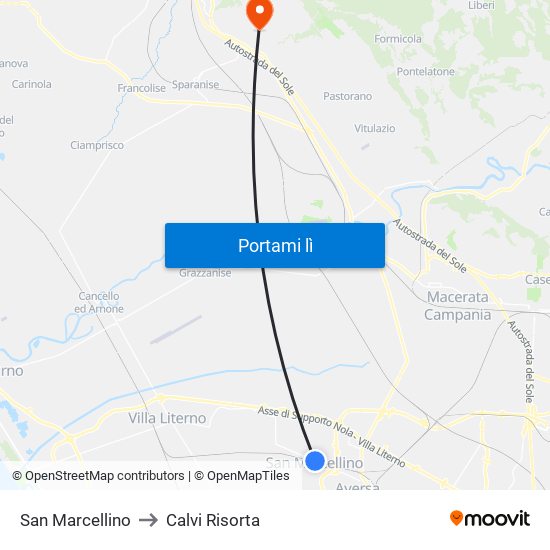 San Marcellino to Calvi Risorta map