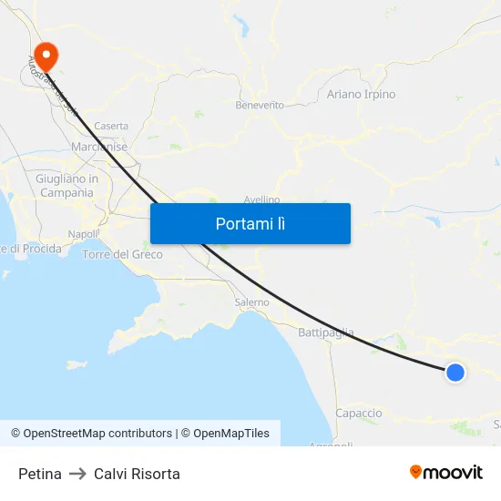 Petina to Calvi Risorta map