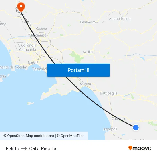 Felitto to Calvi Risorta map