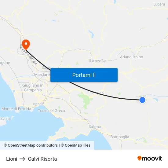 Lioni to Calvi Risorta map