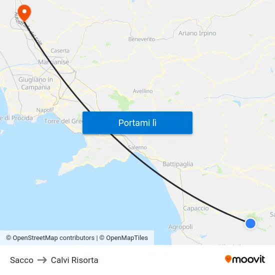 Sacco to Calvi Risorta map