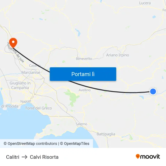 Calitri to Calvi Risorta map