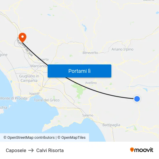 Caposele to Calvi Risorta map
