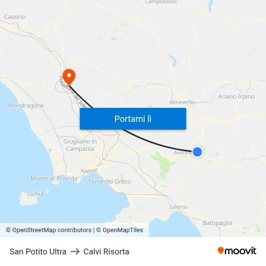 San Potito Ultra to Calvi Risorta map
