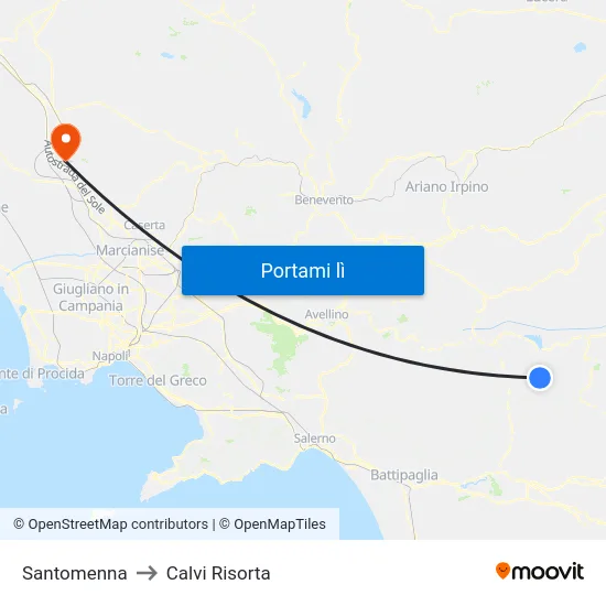 Santomenna to Calvi Risorta map