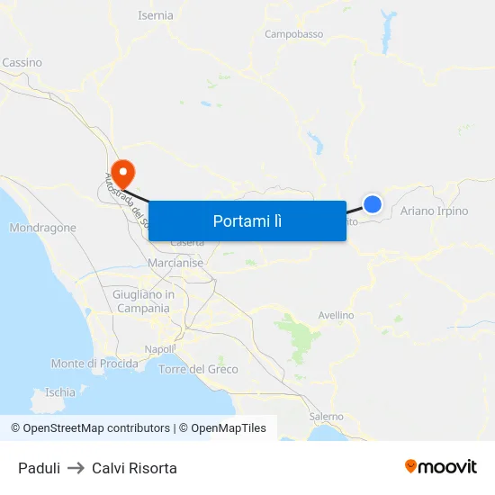 Paduli to Calvi Risorta map