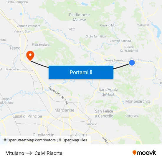 Vitulano to Calvi Risorta map