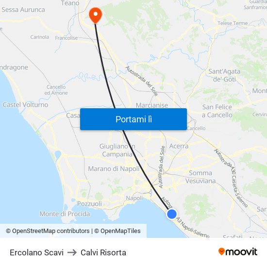 Ercolano Scavi to Calvi Risorta map
