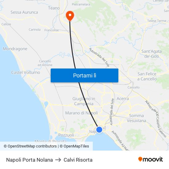 Napoli Porta Nolana to Calvi Risorta map