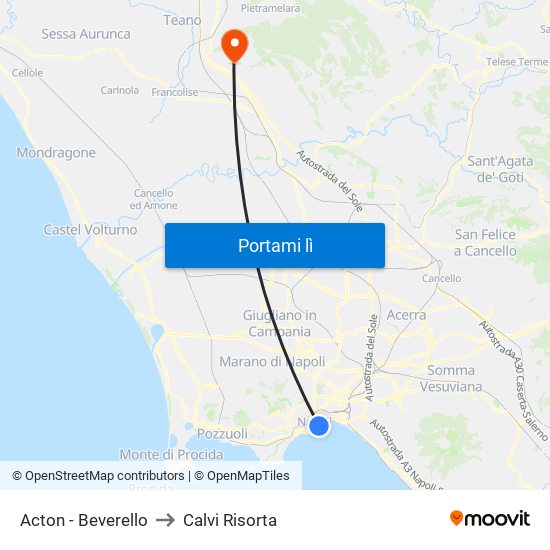 Acton - Beverello to Calvi Risorta map