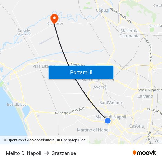 Melito Di Napoli to Grazzanise map