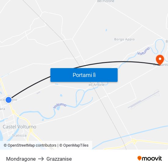 Mondragone to Grazzanise map