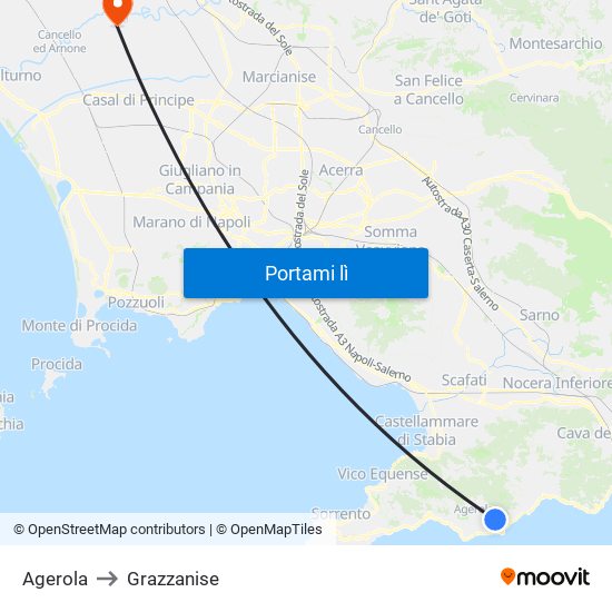 Agerola to Grazzanise map