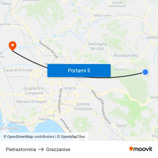 Pietrastornina to Grazzanise map