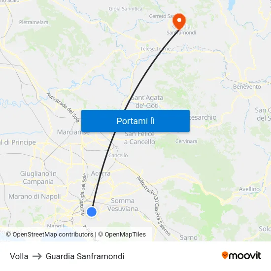 Volla to Guardia Sanframondi map