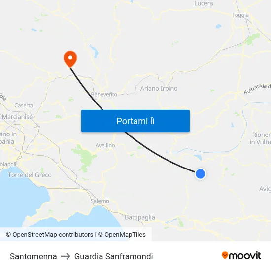 Santomenna to Guardia Sanframondi map
