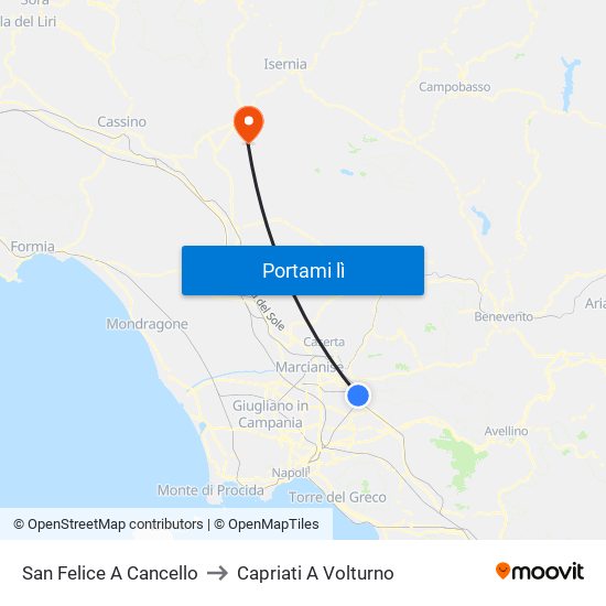 San Felice A Cancello to Capriati A Volturno map