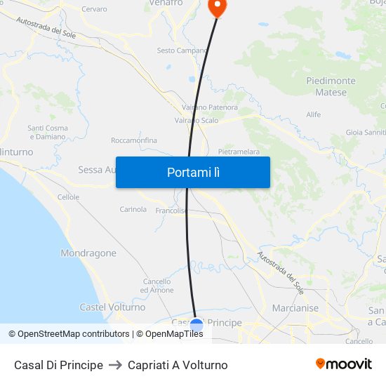 Casal Di Principe to Capriati A Volturno map