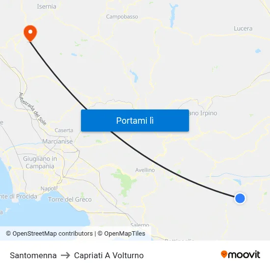 Santomenna to Capriati A Volturno map
