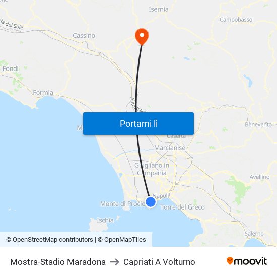 Mostra-Stadio Maradona to Capriati A Volturno map