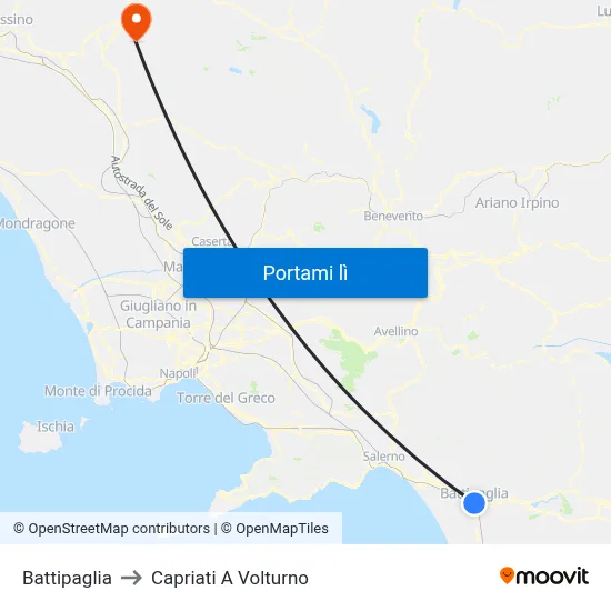 Battipaglia to Capriati A Volturno map