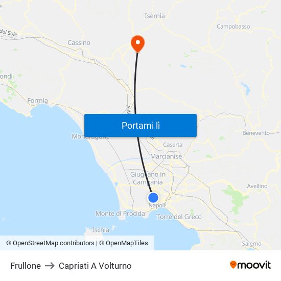 Frullone to Capriati A Volturno map