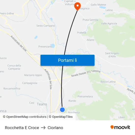 Rocchetta E Croce to Ciorlano map
