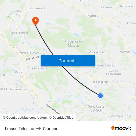 Frasso Telesino to Ciorlano map