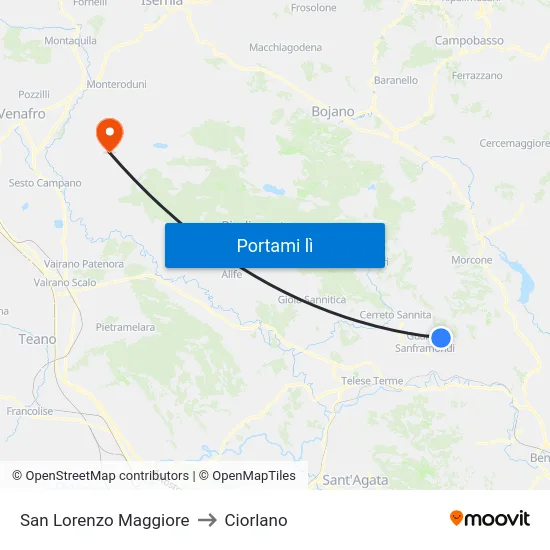 San Lorenzo Maggiore to Ciorlano map