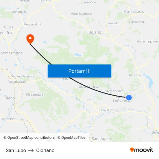San Lupo to Ciorlano map