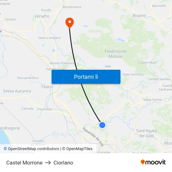 Castel Morrone to Ciorlano map