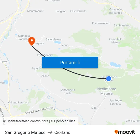 San Gregorio Matese to Ciorlano map