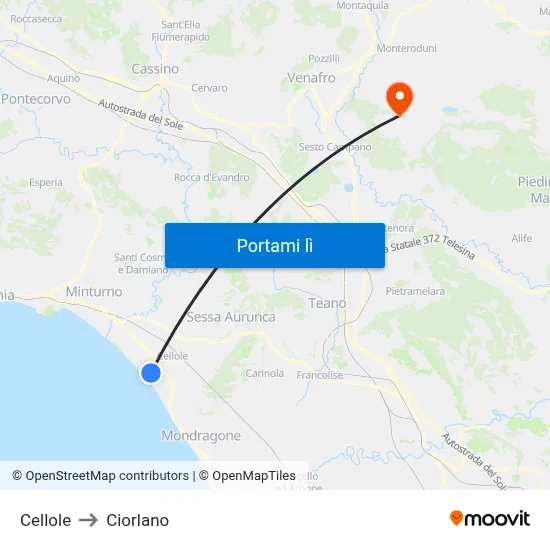 Cellole to Ciorlano map