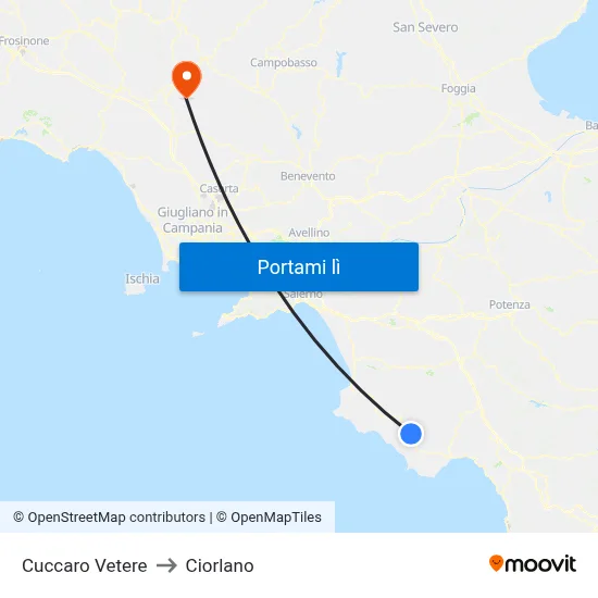 Cuccaro Vetere to Ciorlano map