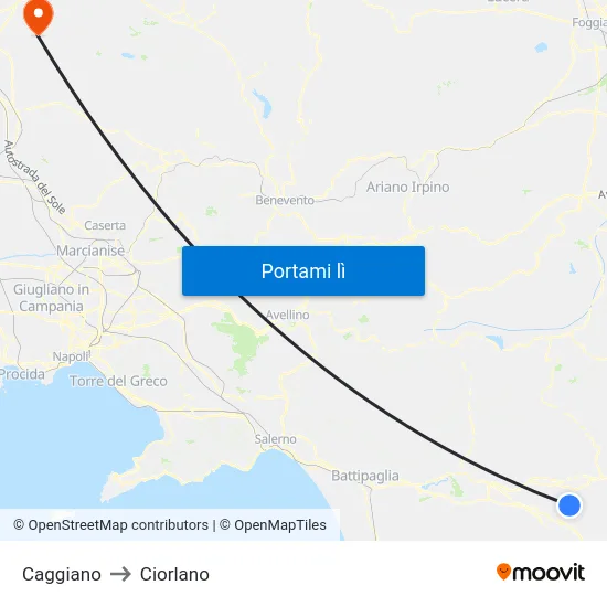 Caggiano to Ciorlano map