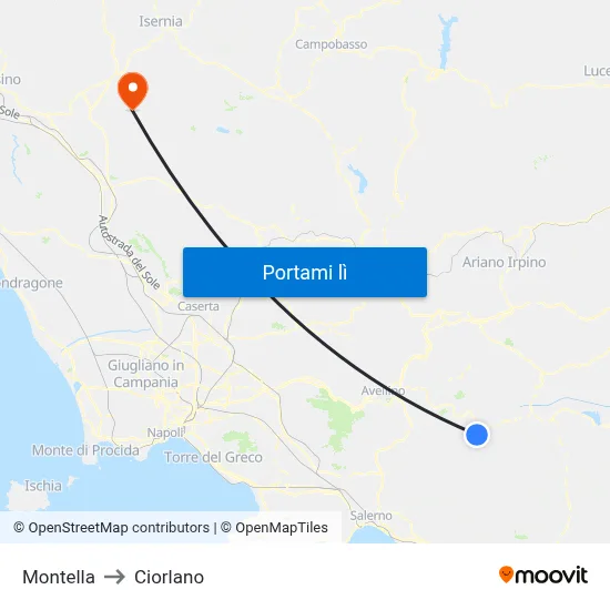 Montella to Ciorlano map