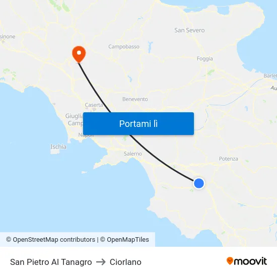 San Pietro Al Tanagro to Ciorlano map
