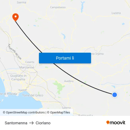 Santomenna to Ciorlano map
