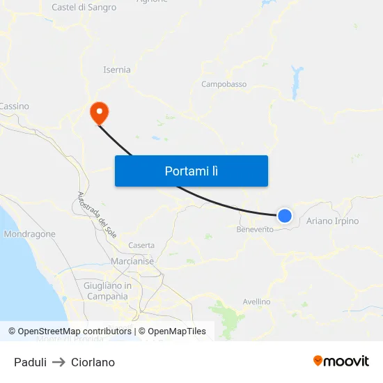 Paduli to Ciorlano map