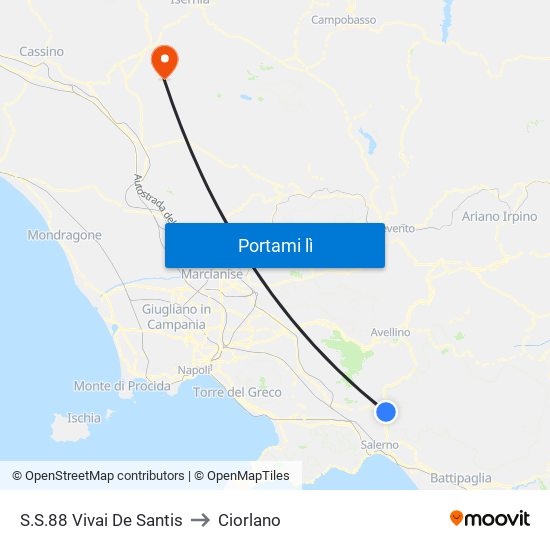 S.S.88 Vivai De Santis to Ciorlano map