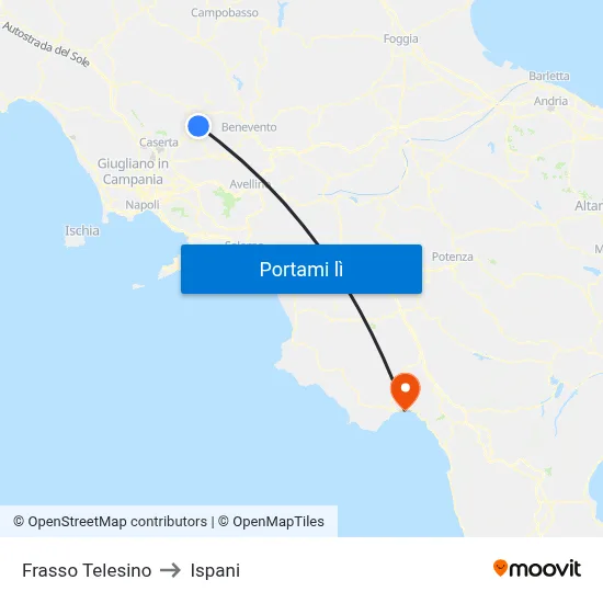 Frasso Telesino to Ispani map