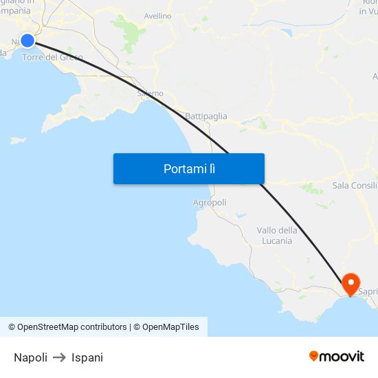 Napoli to Ispani map