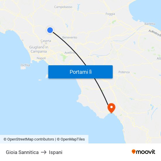 Gioia Sannitica to Ispani map