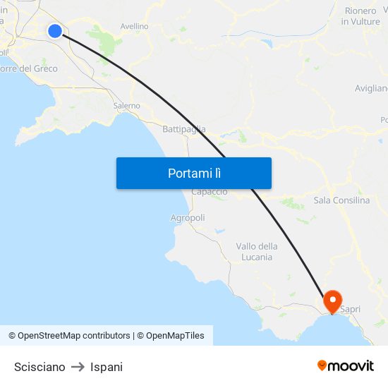 Scisciano to Ispani map